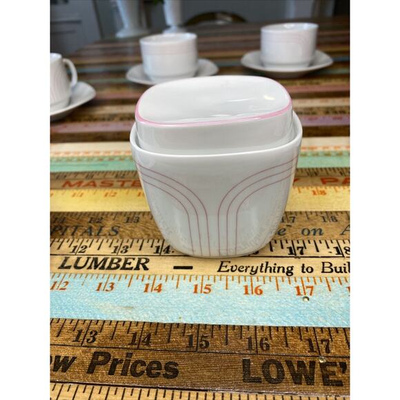 VINTAGE Porcelain Tea Set Schirnding Bavaria 214 Germany MCM 7 Cups Sugar 324 - Picture 4 of 13